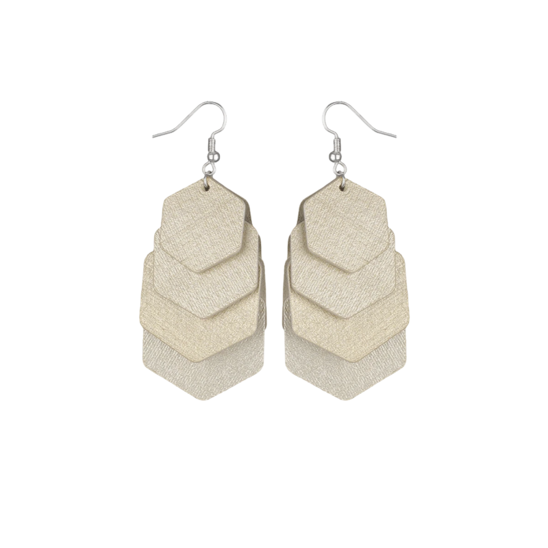 Hängande örhängen, silver/beige-svensk design